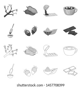 Isolated object of food and yummy sign. Collection of food and brown stock symbol for web.