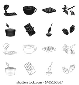 Isolated object of food and yummy sign. Set of food and brown stock symbol for web.