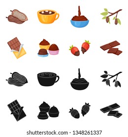 Isolated object of food and yummy symbol. Set of food and brown   stock vector illustration.