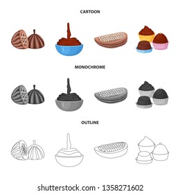 Isolated object of food and yummy symbol. Collection of food and brown   stock vector illustration.