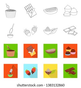 Isolated object of food and yummy symbol. Collection of food and brown   stock vector illustration.