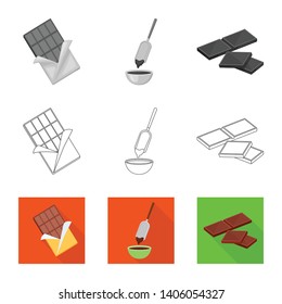 Isolated object of food and yummy symbol. Collection of food and brown   vector icon for stock.