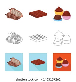 Isolated object of food and yummy symbol. Set of food and brown vector icon for stock.