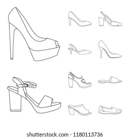 Isolated object of footwear and woman icon. Collection of footwear and foot stock vector illustration.