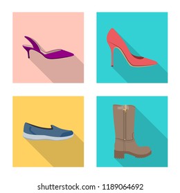 Isolated object of footwear and woman icon. Set of footwear and foot stock symbol for web.