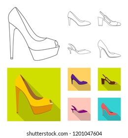 Isolated object of footwear and woman icon. Collection of footwear and foot stock vector illustration.