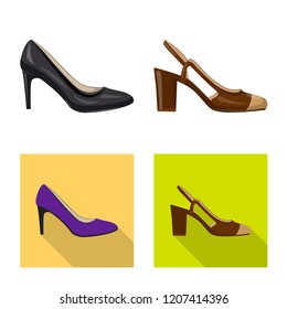 Isolated object of footwear and woman icon. Set of footwear and foot stock symbol for web.