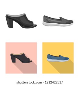 Isolated object of footwear and woman icon. Collection of footwear and foot stock vector illustration.
