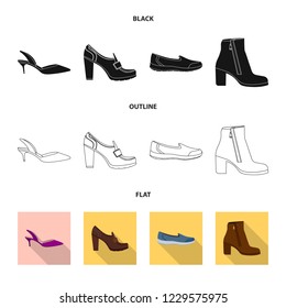 Isolated object of footwear and woman icon. Collection of footwear and foot stock vector illustration.