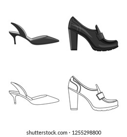 Isolated object of footwear and woman icon. Set of footwear and foot stock symbol for web.