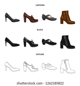 Isolated object of footwear and woman icon. Set of footwear and foot stock symbol for web.