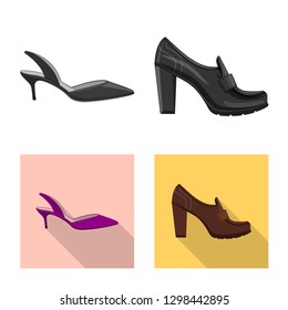 Isolated object of footwear and woman icon. Collection of footwear and foot stock symbol for web.