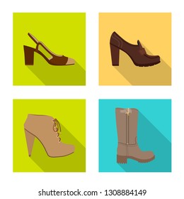 Isolated object of footwear and woman icon. Collection of footwear and foot stock vector illustration.