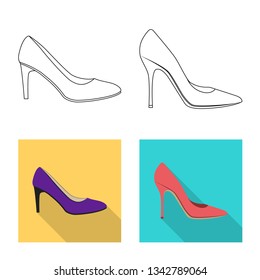 Isolated object of footwear and woman icon. Set of footwear and foot vector icon for stock.