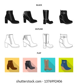 Isolated object of footwear and woman icon. Set of footwear and foot stock vector illustration.
