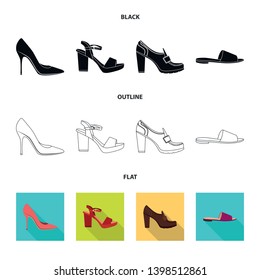 Isolated object of footwear and woman icon. Collection of footwear and foot vector icon for stock.