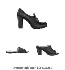 Isolated object of footwear and woman logo. Set of footwear and foot stock vector illustration.