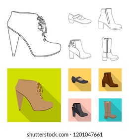 Isolated object of footwear and woman logo. Set of footwear and foot stock symbol for web.