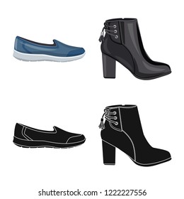 Isolated object of footwear and woman logo. Set of footwear and foot vector icon for stock.