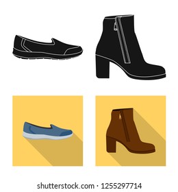 Isolated object of footwear and woman logo. Collection of footwear and foot stock vector illustration.