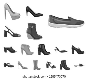 Isolated object of footwear and woman logo. Set of footwear and foot stock vector illustration.