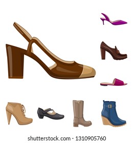 Isolated object of footwear and woman logo. Collection of footwear and foot stock symbol for web.