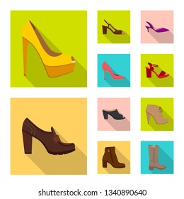 Isolated object of footwear and woman logo. Set of footwear and foot stock vector illustration.