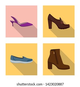 Isolated object of footwear and woman logo. Collection of footwear and foot vector icon for stock.