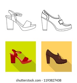 Isolated object of footwear and woman sign. Set of footwear and foot stock vector illustration.