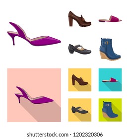 Isolated object of footwear and woman sign. Set of footwear and foot stock symbol for web.