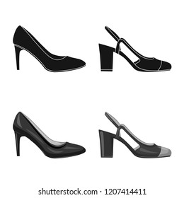 Isolated object of footwear and woman sign. Set of footwear and foot stock vector illustration.
