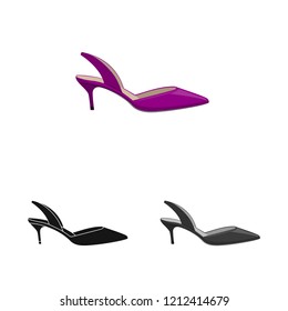 Isolated object of footwear and woman sign. Collection of footwear and foot stock symbol for web.