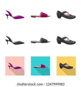 Isolated object of footwear and woman sign. Collection of footwear and foot vector icon for stock.