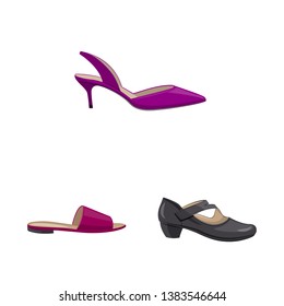 Isolated object of footwear and woman sign. Collection of footwear and foot stock symbol for web.