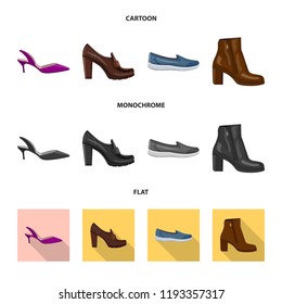 Isolated object of footwear and woman symbol. Set of footwear and foot vector icon for stock.