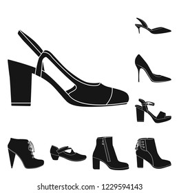 Isolated object of footwear and woman symbol. Collection of footwear and foot stock vector illustration.