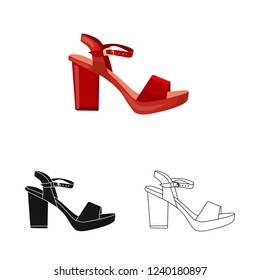 Isolated object of footwear and woman symbol. Set of footwear and foot stock symbol for web.