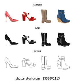 Isolated object of footwear and woman symbol. Collection of footwear and foot vector icon for stock.