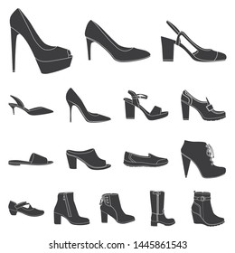 Isolated object of footwear and woman symbol. Collection of footwear and foot stock vector illustration.