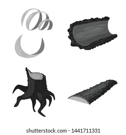 Isolated object of forest and wooden symbol. Collection of forest and nature stock vector illustration.