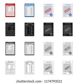 Isolated object of form and document icon. Set of form and mark stock symbol for web.