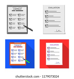 Isolated object of form and document icon. Set of form and mark stock symbol for web.