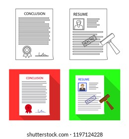 Isolated object of form and document icon. Set of form and mark stock symbol for web.