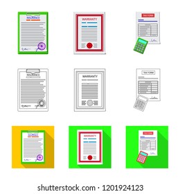 Isolated object of form and document icon. Set of form and mark vector icon for stock.