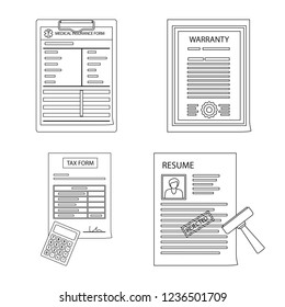 Isolated object of form and document icon. Set of form and mark stock symbol for web.