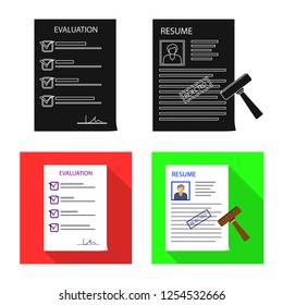 Isolated object of form and document icon. Set of form and mark stock symbol for web.
