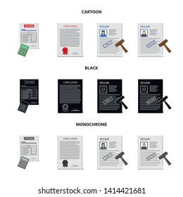 Isolated object of form and document icon. Collection of form and mark vector icon for stock.