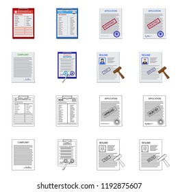 Isolated object of form and document logo. Set of form and mark vector icon for stock.