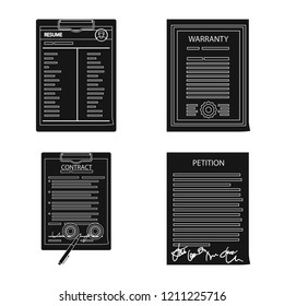Isolated object of form and document logo. Set of form and mark stock symbol for web.