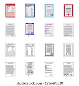 Isolated object of form and document logo. Collection of form and mark stock vector illustration.